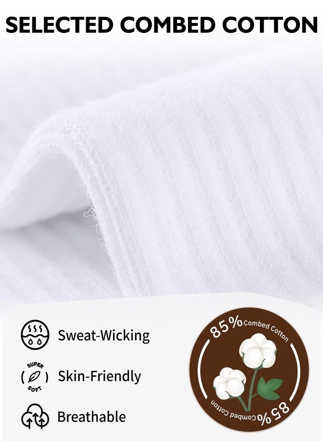 CLOSEMATE Womens Calf Crew Socks Comfortable Soft Cotton and Lightweight 5 Pairs(5 White, Size S) - Image 4